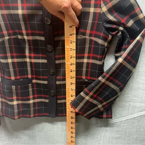 Vintage Pendleton 100’/, Wool Plaid Blazer Jacket 6 Petite Red Tan Black Tartan - Picture 8 of 12